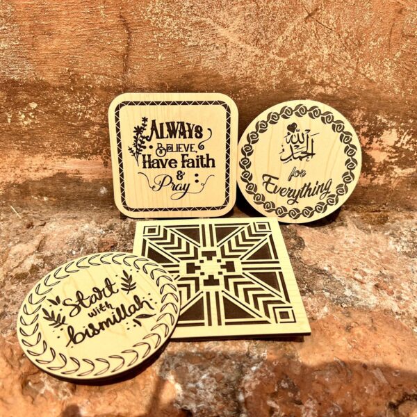 Islamic Quotes Wooden Coaster set v2