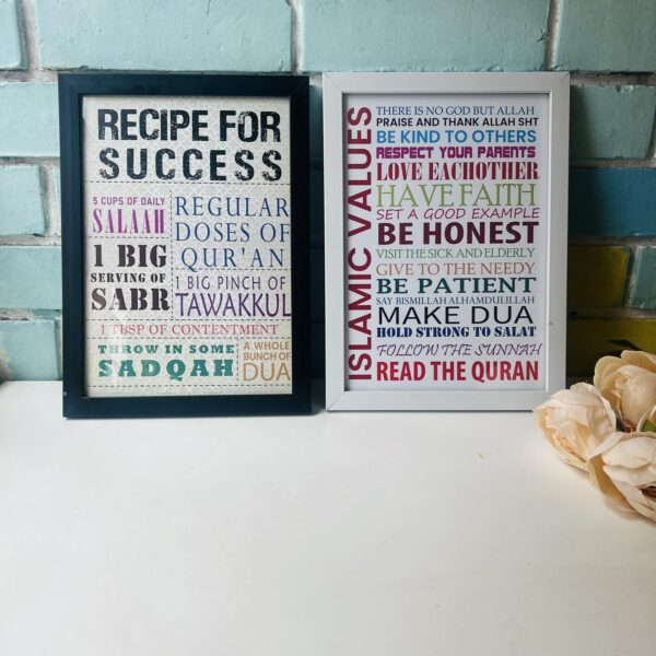 Islamic Values And Recipe For Success Fiber Frame Combo
