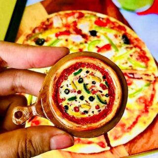 Pizza marble stone fridge magnet
