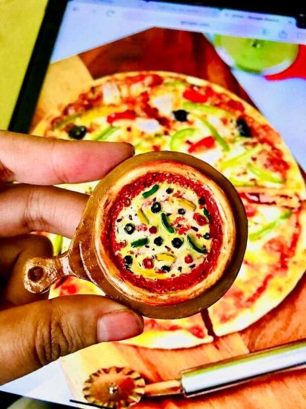 Pizza marble stone fridge magnet