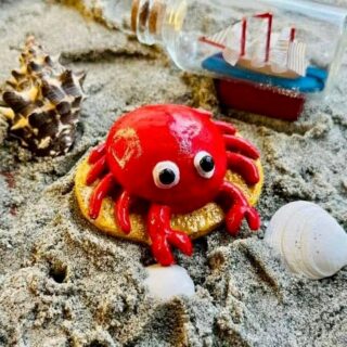 Red Crab marble stone fridge magnet