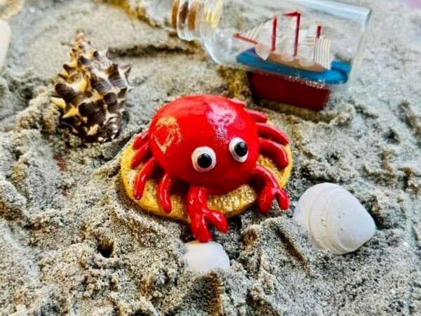 Red Crab marble stone fridge magnet