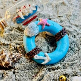 Swim ring tube marble stone fridge magnet