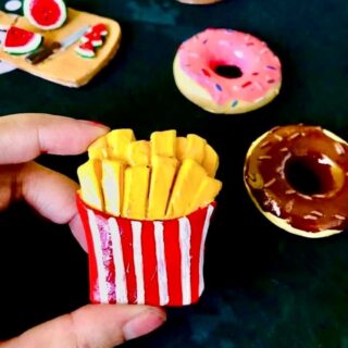 French fries marble stone fridge magnet