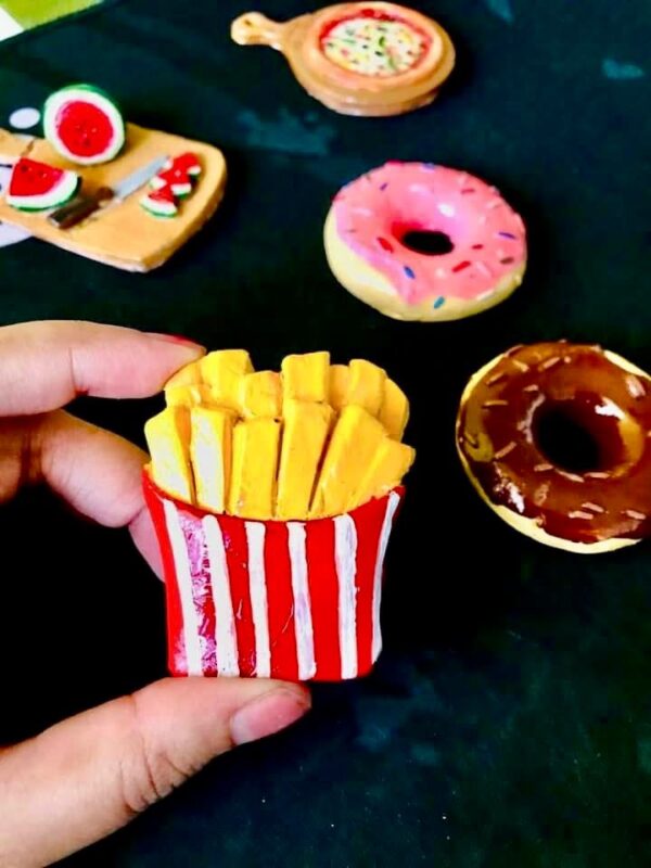 French fries marble stone fridge magnet