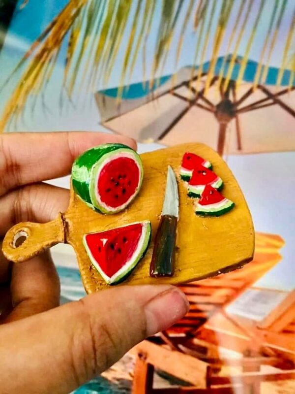 watermelon marble stone fridge magnet