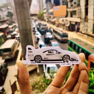 white car acrylic fridge magnet