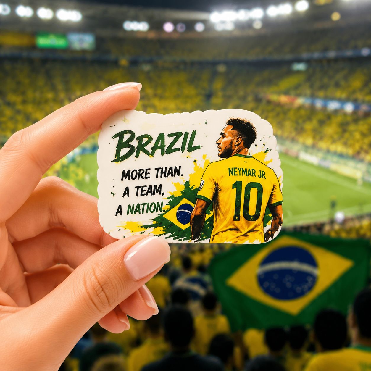Show your love for Neymar and Brazil with this premium fridge magnet. A vibrant football souvenir and collectible gift for passionate fans and collectors.