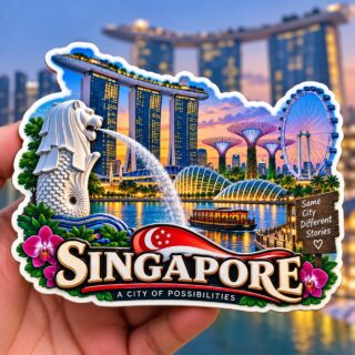 Capture the charm of Singapore with a colorful acrylic fridge magnet featuring iconic landmarks, city views, and cultural inspiration. Perfect travel souvenir.