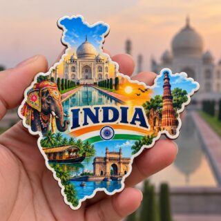 Discover the beauty of India with a colorful acrylic fridge magnet featuring iconic culture, heritage, and travel inspiration. A perfect souvenir and keepsake.
